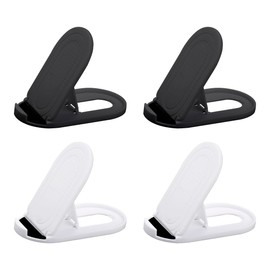 Tabanzhe 4 Pcs Foldable Cell Phone Stand - Bedhead Desktop Minimalist Folding Anti-slip Stand Tablet Oval Computer Stand Adjustable Angle (Black+White)