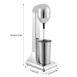 KONKENIE 100W 110V Single Head Stainless Steel Milk Shaker 22000RPM Electric Milk Shake Blender Maker Household Drink Mixer Milk Shaking Machine for Coffee Shop Hotel Restaurant Sliver(7x4.9x15.2in)