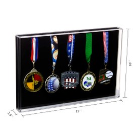 Better Display Cases Acrylic Five (5) Medal Award Display Case with Wall Mount for Military/Sports/Events (A080)