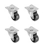 4X New 30mm Plastic Swivel Castor Wheel Black Furniture Caster