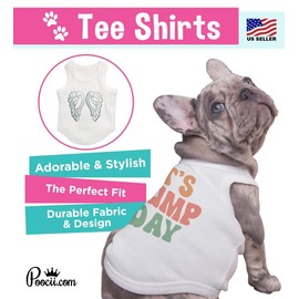 Poocii Cute Dog Clothes, Ribbed Tank Top T Shirt for Small, Medium or Large Pets, Breathable & Soft Cotton Blend (Blue, S)