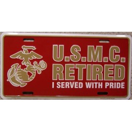 EAGLE EMBLEMS U.S.M.C. Retired Marines United States License Plate Wall Sign Tag Made in USA