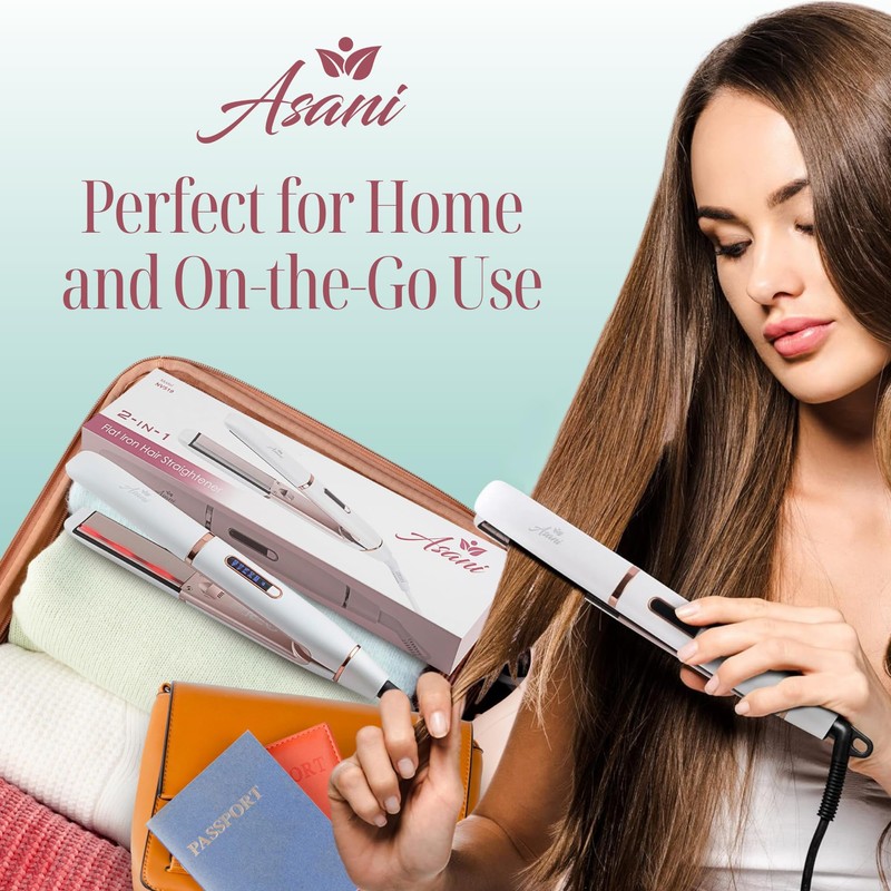 Asani 2-in-1 Flat Iron Hair Straightener and Curler - Negative