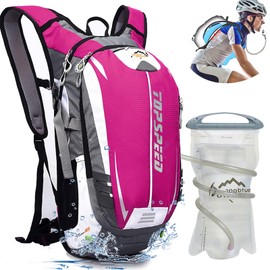 INOXTO Chaleco de hidratación, Mochila Ligera al Aire Libre con Bolsa de Agua de 2 l, Mochila para Senderismo, Correr, Ciclismo, Carrera, maratón para Mujeres, Hombres y niños (Rosa)