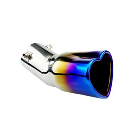 Sakali 63mm Heart-Shaped Tail Pipe Car Stainless Steel Exhaust Muffler Tip 2.5 inch Inlet Universal Fit Exhaust Pipe (Burnt Blue,Curved)
