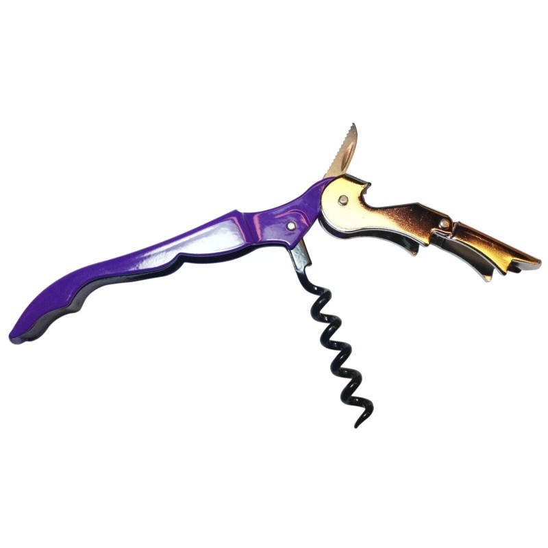 TIPSY Wine Products Purple Corkscrew Doubled Hinged Waiters Wine Key