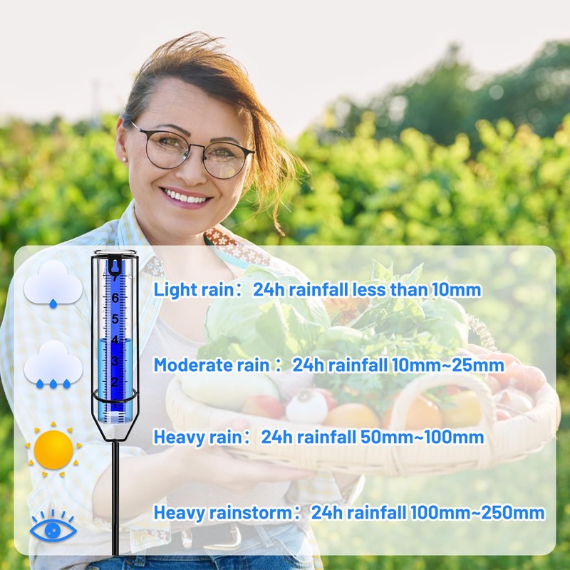 Rain Gauge for Outdoor 7 Inch Adjustable Height Rain Gauge