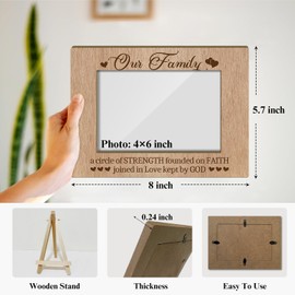 haipino Our Family Picture Frames Wood Photo Frames for Parents Horizontal Picture Frame 4x6 for Home Living Room Bedroom Tabletop Display Gifts for Mom Dad from Daughter Son Y404