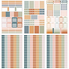 Wonninek Pack of 6 Stickers Diary Waterproof Notebook Stickers Color Label School Goal Management Document Organization Decorative Stickers