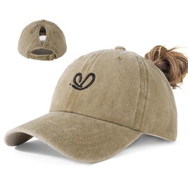NOEMIN Ponytail Baseball Cap for Women – Adjustable Cotton Hat with High Ponytail Hole Comfortable Fit Sports Outdoor Activities Khaki