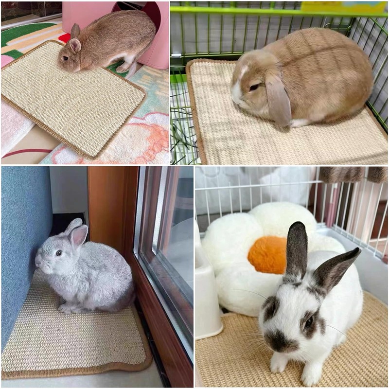 Abuzabu 2PCS Rabbit Scratching Mats, Natural Sisal Bunny Scratch Pad