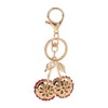 Sweet Cherry Keychain, Zinc Alloy Key Ring with Rhinestone Decoration,