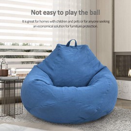Librao Bean Bag Chair Sofa Cover(No Filler), 31.4x35.4 Lazy Lounger High Back Large Bean Bag Storage Chair Cover Sack for Adults and Kids Without Filling (Blue, M)