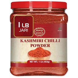 Spicy World Kashmiri Chilli Powder (Chili) 1 Pound Bulk Jar - 16 Ounce All Natural Deggi Mirch Powder