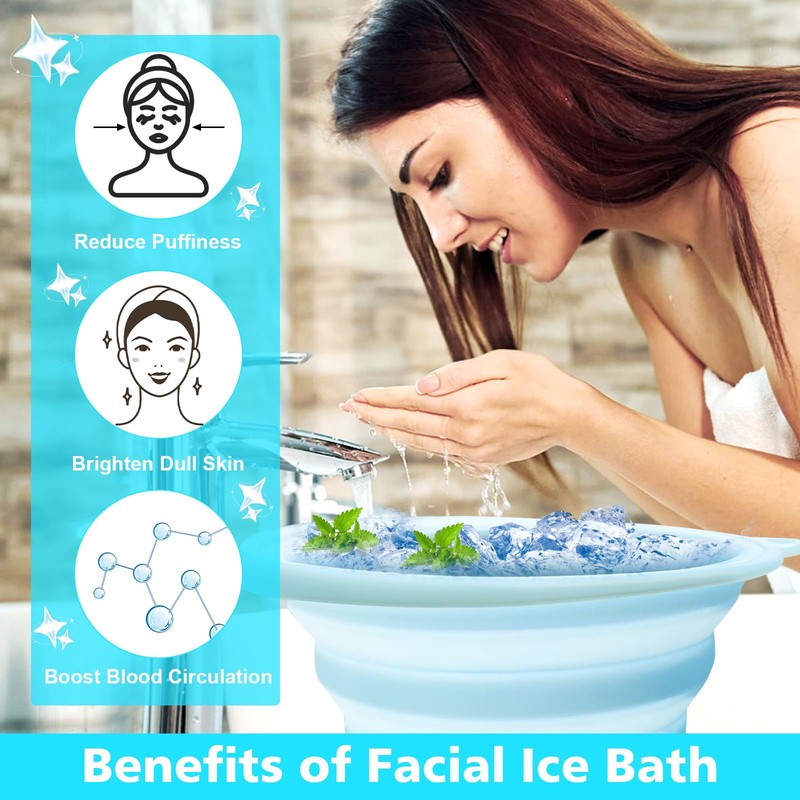 BOMODOTA Silicone Face Bowl for Ice with Built-In Icetray, Portable
