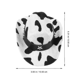 LOGOFUN Dog Cowboy Hat Pet Cowboy Cap with Adjustable Strap Puppy Sombrero Hat for Small Medium Dogs Cats Puppy Kitten Party Costume Accessores - Cow Pattern
