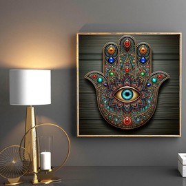 YIMORE 5D DIY Diamond Art Painting Kits Evil Eye 16X16 inches for Adults ，Full Round Drill Rhinestone Embroidery for Home Wall Decor