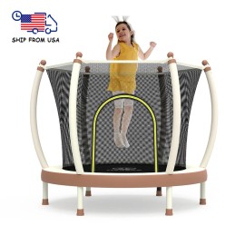 Zoshine Durable Safe Soft Indoor Baby Sensory Training Quiet Trampoline Wear-resistant Universal Small Jumping Bed for Boy GirlColor: White & Brown