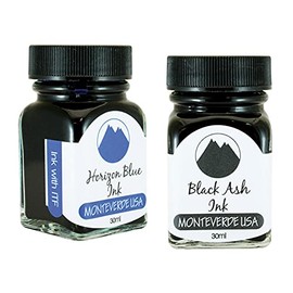 Monteverde 60ml Core Fountain Pen Ink Bottle (30ml Horizon Blue Ink Bottle G309HB, 30ml Black Ash Ink Bottle G309BA)