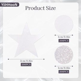 600 Pcs Star Confetti, 3 Styles Silver Table Confetti, Sparkling Stars Circular Party Confetti Glitter Confetti Metallic Foil Stars Sequin for Wedding Birthday Party Decoration