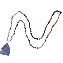 KELITCH 6mm Crystal Beaded Necklace Sakyamuni Buddha Pendant Necklaces Handmade Statement Yoga Necklaces