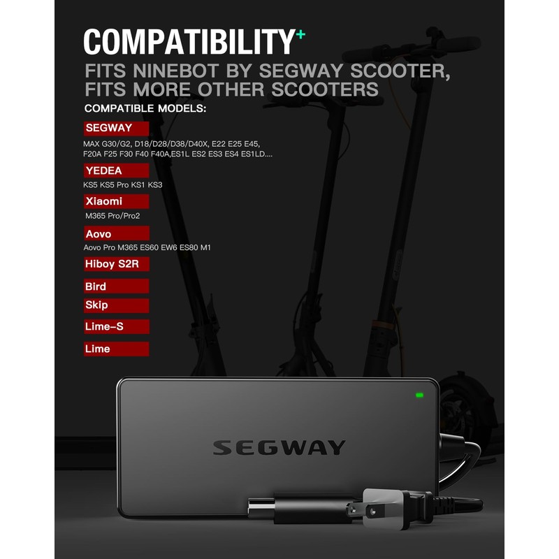 42V AC/DC Adapter Compatible with Segway Ninebot MAX G30P G30LP