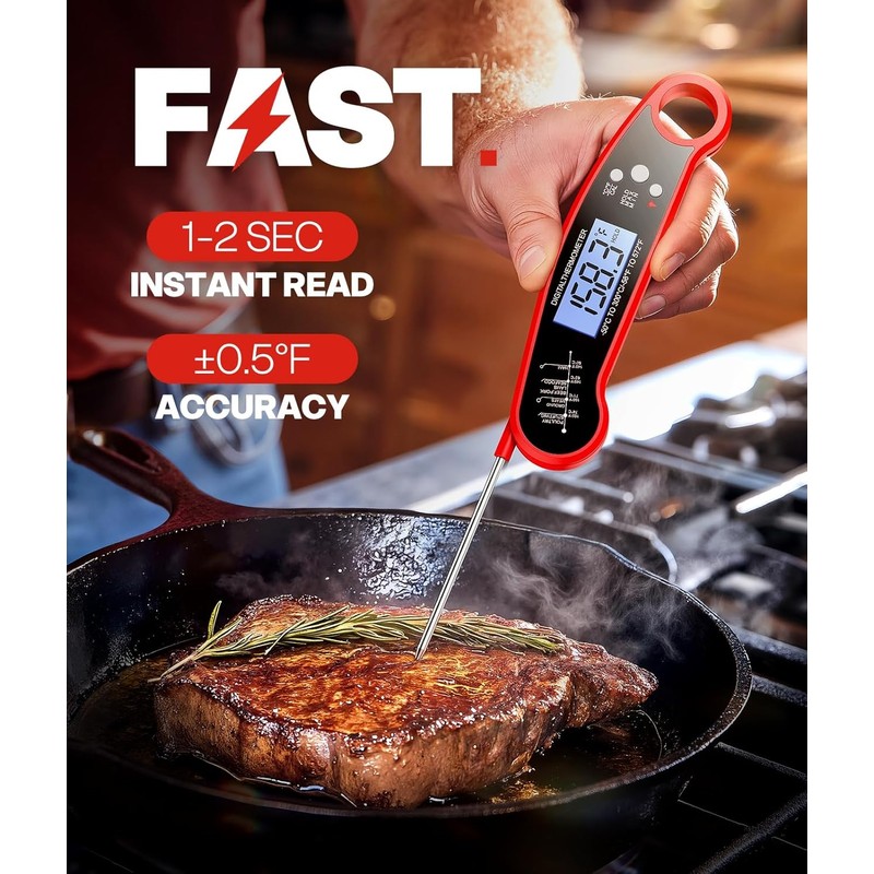 Meat Thermometer Digital, 1-2 Sec Instant Read, Food, Cooking, Grill