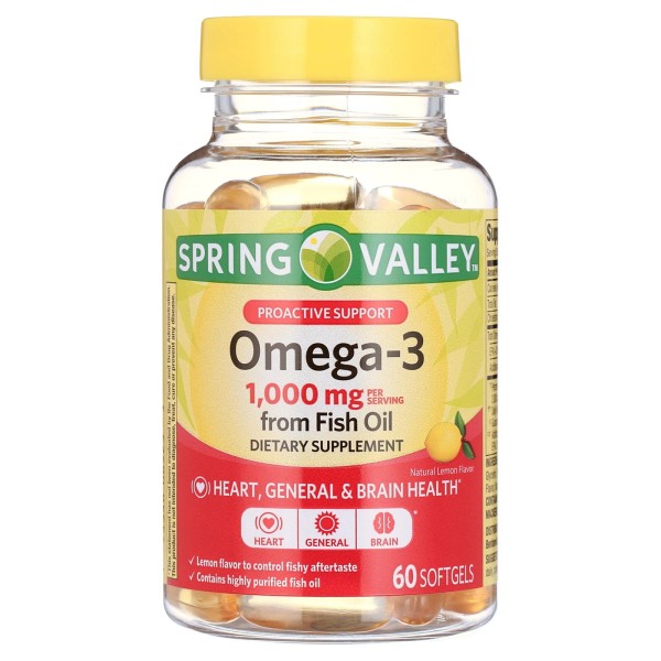 Spring Valley Proactive Support Omega-3 Fish Oil Dietary Supplement Softgels,1000