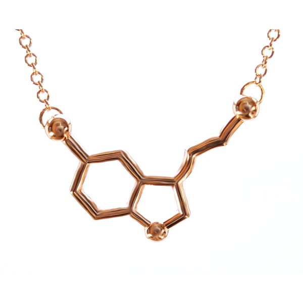 Serebra Jewelry Serotonin Molecule Pendant Necklace with Silver Gold or