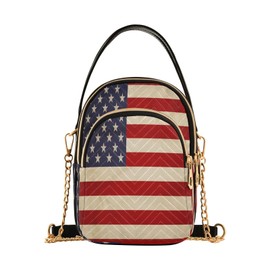 WEIYEKO Old American Flag Crossbody Bag for Women Mini Cell Phone Purse Women's Shoulder Handbag
