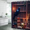 ZKJSMGS Gothic Halloween Shower Curtain,Crow Skull Bookshelf Library Spooky Witchy