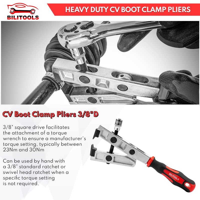 BILITOOLS Heavy Duty CV Boot Clamp Pliers, 3/8" Drive CV