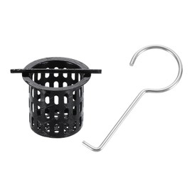 sourcing map Hair Strainer, 304 Stainless Steel Shower Drain Strainer with Lifting Hook Hair and Debris Collector Debris Filter Basket for Bathroom Kitchens, Black