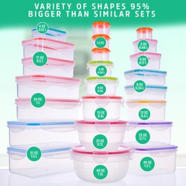 RockBerry 46 PCS Food Storage Containers with Lids Airtight- Plastic Container for Pantry Kitchen Organization-Microwave Dishwasher,Freezer Safe 100% Leak Proof (23 Stackable Boxes-23 Lids)