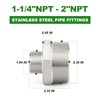TAISHER 2PCS Cast 304 Stainless Steel Hex Nipple, Reducer Pipe