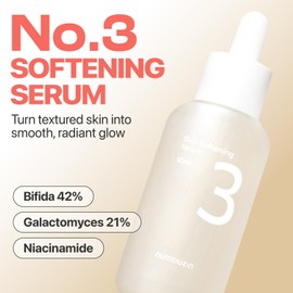 numbuzin No.3 Serum | Skin Softening Serum | Pores, Textured, Bumpy, Rough to Glass Skin | Bifida, Galactomyces, Niacinamide, Adenosine, Panthenol | 1.69 fl. oz.
