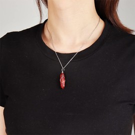 SUCHUANGUANG Carnelian Necklace Crystal Agate Pendant Jewelry Decoration S Pendant Wire Packaging Gift for Girls Boys Silver
