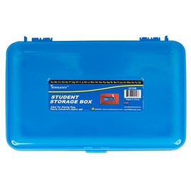 Craft County | Transparent Pencil Box | Colored Utility Box Storage Office Supplies Organizer | Blue