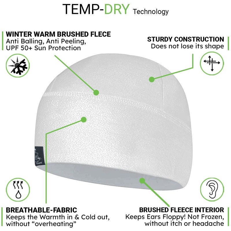 Temple Tape Tactical Fleece Watch Cap Beanie Pure White