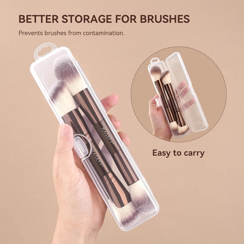 MAGEFY 2 Piezas Brochas de Maquillaje de Doble Punta, Set