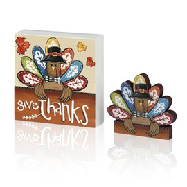 Smile Thanksgiving Wooden Decor Indoor, Turkey Decor Give Thanks Box Sign, Thanksgiving Table Tiered Tray Kitchen Decorations