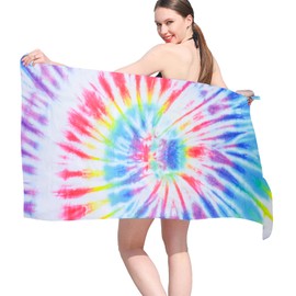 Microfiber Beach Towel Lightweight Quick Dry Sand Free Extra Large Travel Towel with Mesh Bag 80×180cm for Women Men Adults Beach Essentials Accessories Vacation Gift Colorful 1 Pack