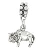 LGU Sterling Silver Oxidized Buffalo Bison Dangle Bead Charm