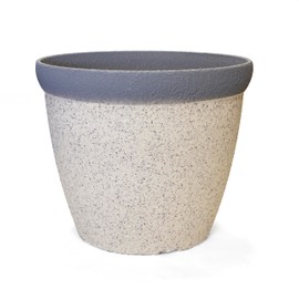 Misco Plastic Round 2-Tone Wide Rim Planter 7.87 Inch in Height Planter and 10.98 Inch in Diameter, White Stone Color Pot for Plants and Flowers for Indoor and Outdoor Decorative for The Home