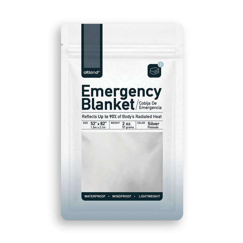 Altland 4 Pack of Emergency Blankets - Individually Packaged Silver