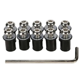LOYELEY 10pcs M5 5mm Bolts Wellnut Windshield Screws Windscreen Cowl Screen Screen Bolts with Washer Allen Wrench for Kayak Motorcycle Motorcycle Bike (Silver)