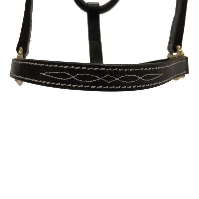 Huntley Equestrian Fancy Stitched Adjustable Premium Leather Pony Halter with