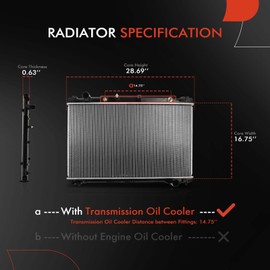 A-Premium Engine Coolant Radiator Assembly with Transmission Oil Cooler Compatible with Lexus GS450h 2013-2016, 3.5L, Automatic Transmission, Replace# 1640031820