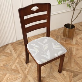 ZHILING Stretch Chair Seat Covers for Dining Room Set of 4, Elastic Dining Chair Seat Protector Cover Removable Washable Chair Slipcovers with Ties