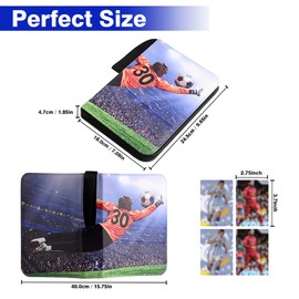 zxbaers Soccer Card Binder, 4 Pocket Soccer Card Holder with Zipper Fits 400 Sport Cards with 50 Removable Sleeves 3-Ring Collectible Trading Card Albums